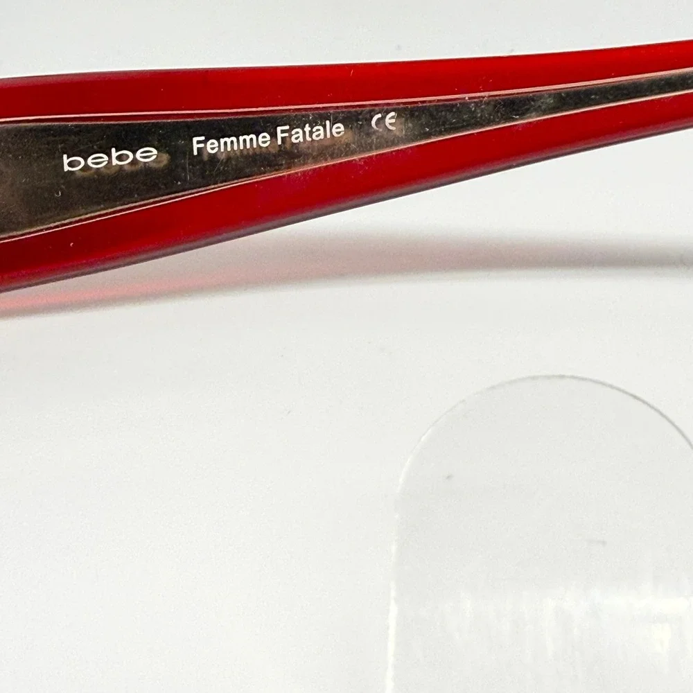 bebe Femme Fatale Sunglasses Honey Rose Rectangular Burgundy Pink 53-16-140